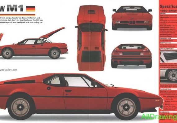 BMW M1 (БМВ М1) - чертежи (рисунки) автомобиля